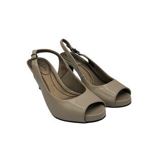 Taupe Teller  Slingback Heels By LifeStride Size 7 Womens Patent Leather Look